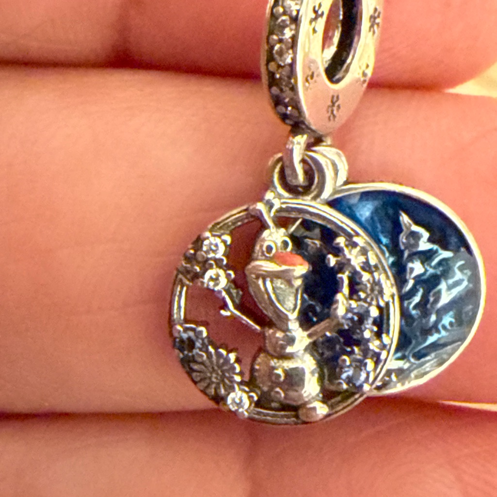 Pandora Silver And Blue Snowman Charm Necklace 32$